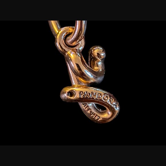 Pandora 925 Sterling Ale Adjustable Two Tone Y Retired Script Alphabet Charm - Picture 8 of 15